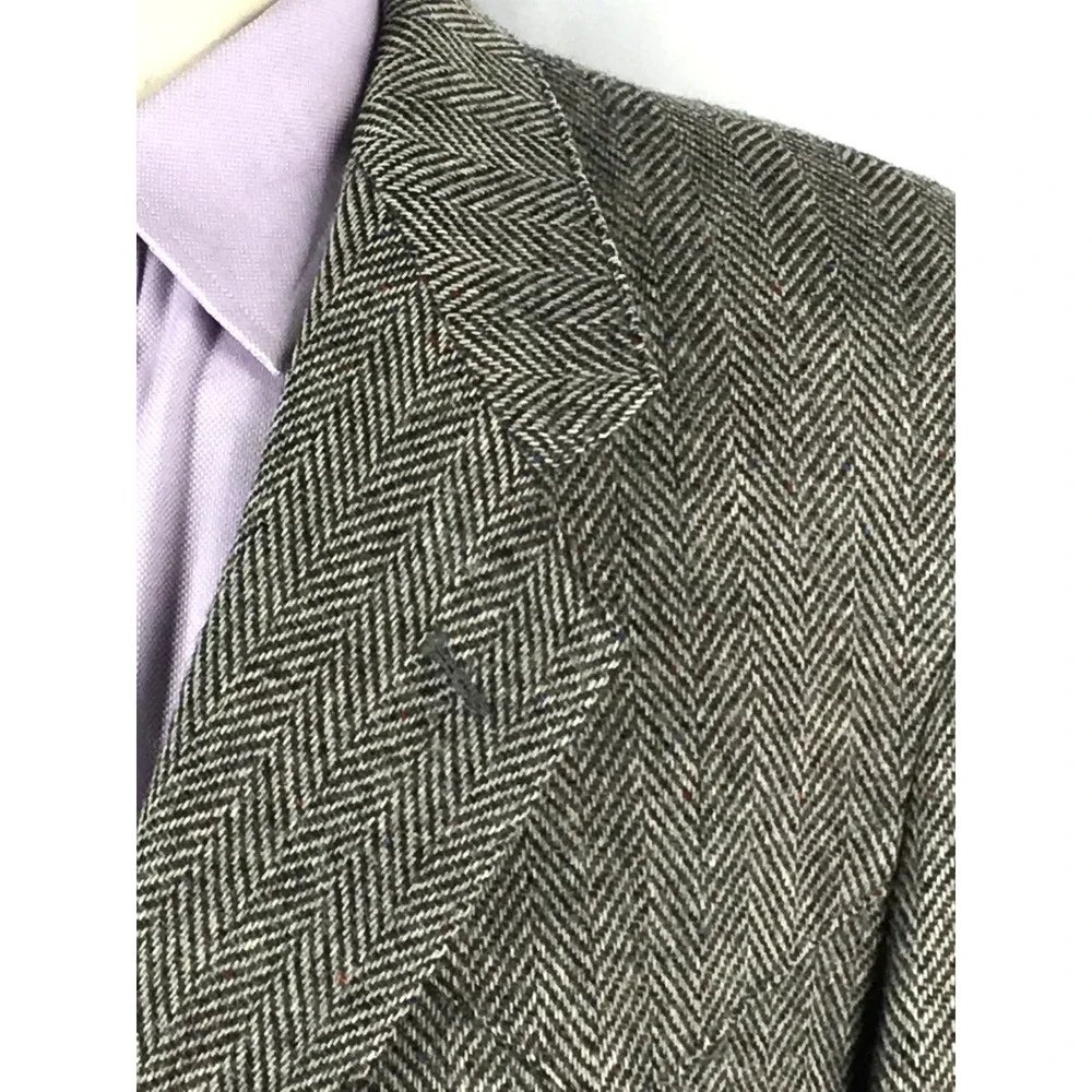 44L Farah Western Wear Vintage 2 Bttn Wool Tweed Blazer Sport Coat Heather Gray